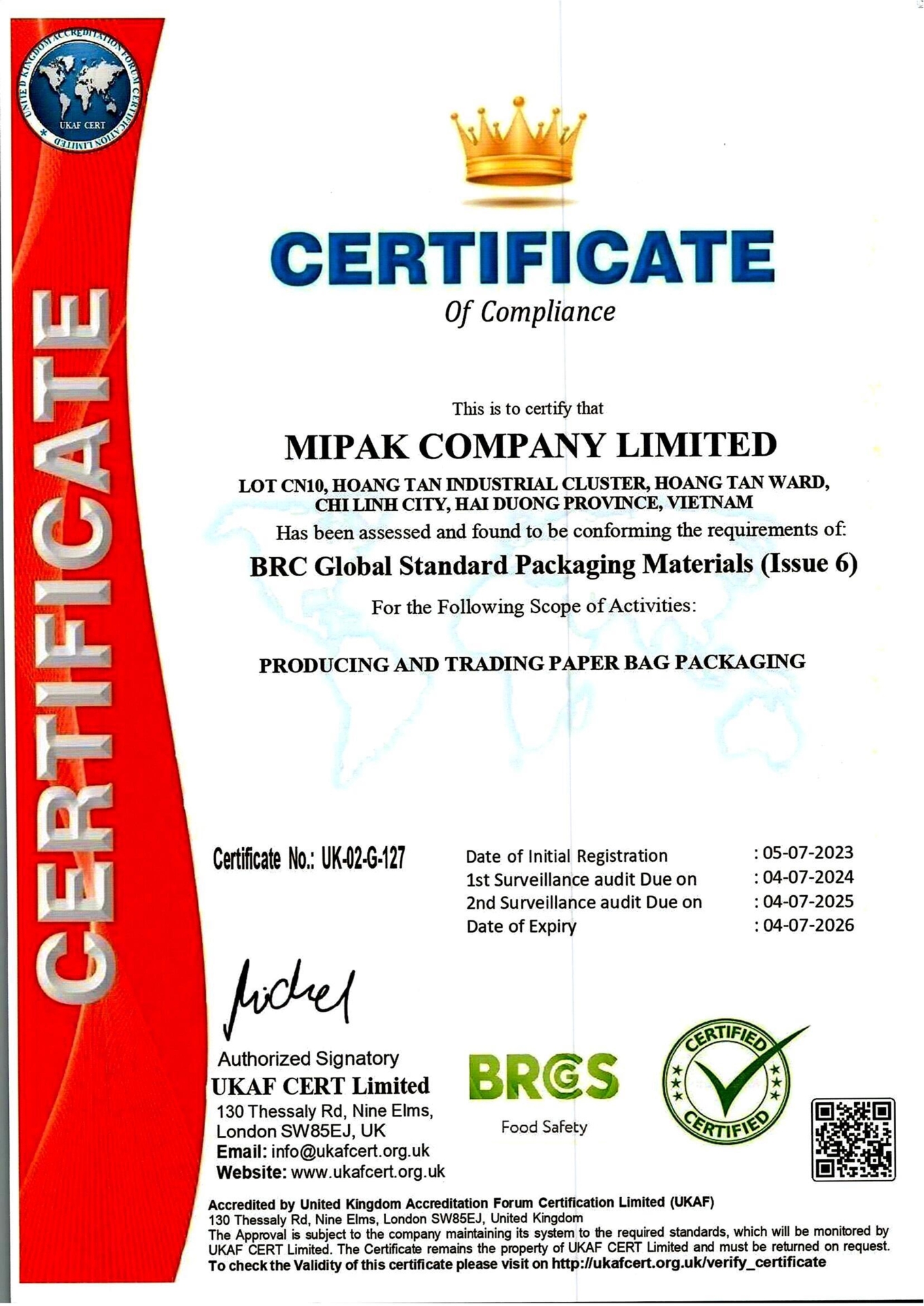 BRC Global Standard Packaging Materials (Issue 6)
